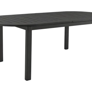 Gartentisch Lomma Elipse 220 bis 280 x 110 cm erweiterbar Aluminium schwarz Highlight